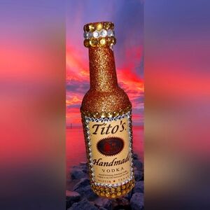 Tito's Handmade Vodka Glitter Bottle Decor